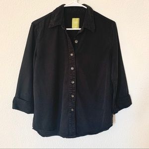 Black 3/4 Sleeve Button-up
